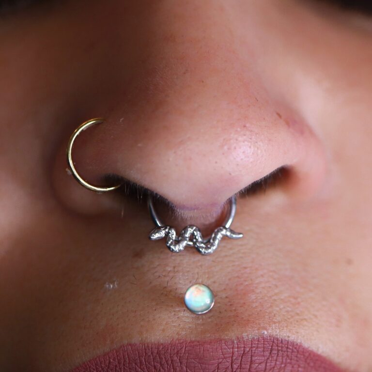 nose piercings close up